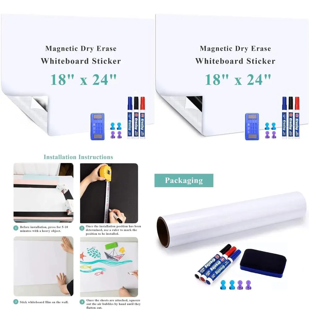 

18x24 Inch Magnetic Whiteboard Contact Paper, Wall-Mounted Dry Erase Surface, Easy Writing and Cleaning