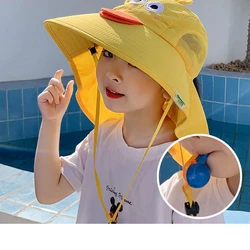 Summer Thin Girls Boys Baby Hats Cute Cartoon Animals Summer Beach Sun Hats Wide Brimmed UV Fisherman Hats Outdoor Games