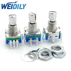 5PCS 20 Position 360 Degree Rotary Encoder EC11 w Push Button 5Pin Handle Long 15MM With A Built In Push Button Switch