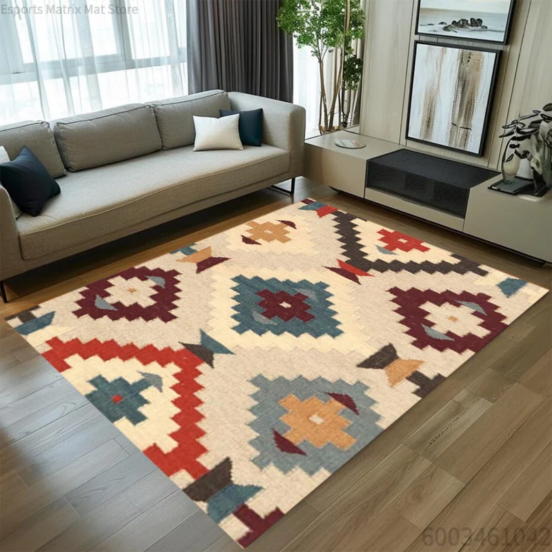 Bohemian Tribal Stripe Rectangle Carpet Geometric Kilim Pattern Home Decor Mat Non Slip Floor Rug Living Room Area Rug Washable