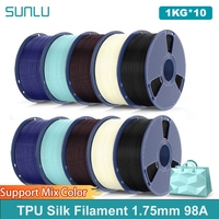 SUNLU 10KG TPU Silk Filament 1.75mm Tolerances ±0.03mm 1kg Spool Flexible Shiny Silk 98A Filament for FDM 3D Printer