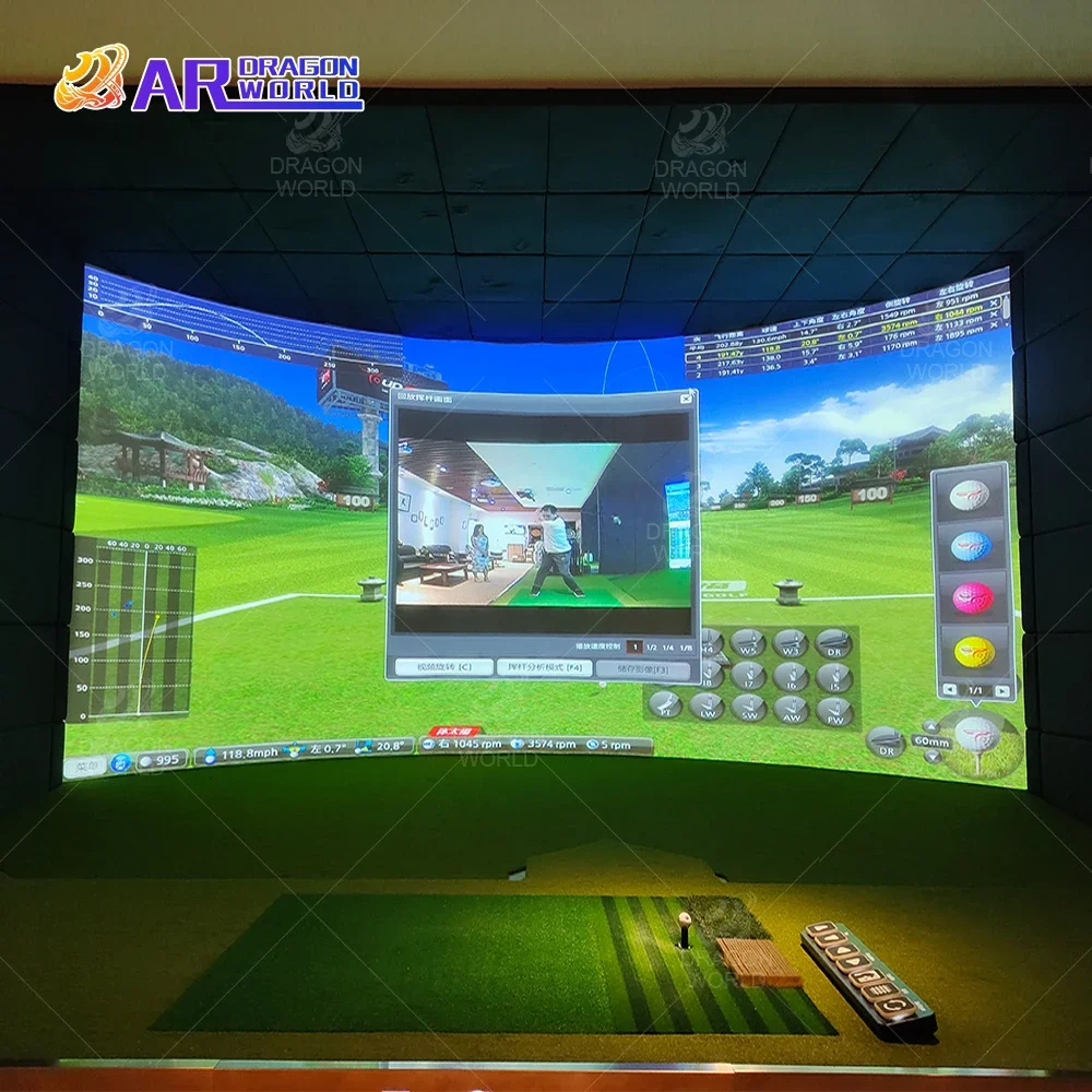 Golf Simulator Smart Screen Met Hologram Interactieve Projectie Golf Training Aids Golfclubs Ballen Voor Entertainment Indoor