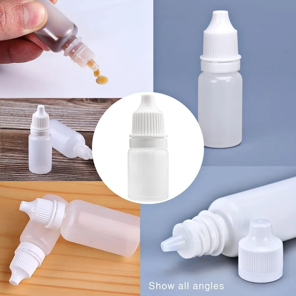 100PCS 3-50ML Plastic Empty Squeezable Liquid Dropper Bottle for Travel Small Eye Ear Dropper Bottles Store Sort Essential Oil