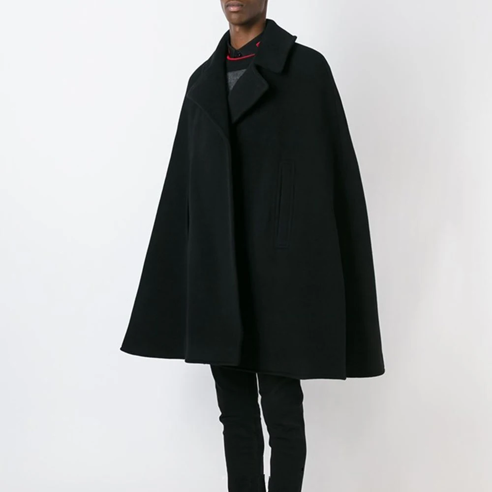 Mens Dark Gothic Draped Cape Autumn Streetwear Fashion Avant Garde Layering  Windproof Arm Slit American Loose Outerwear 2026
