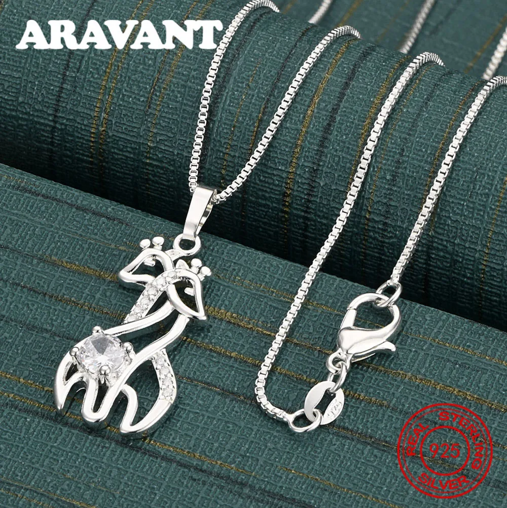 925 스털링 실버 사슴 모양 큐빅 펜던트 목걸이 일상 액세서리 여성용 심플하고 우아한 주얼리