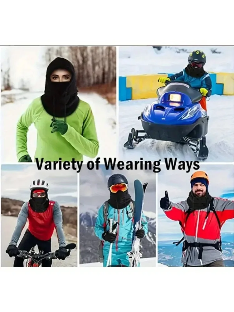 AliExpress NONE 1PC Winter Fleece Neck Warmer Balaclava, Adjustable Drawstring Hood, Lightweight Soft Unisex Ski Mask for Cycling Outdoor Sports