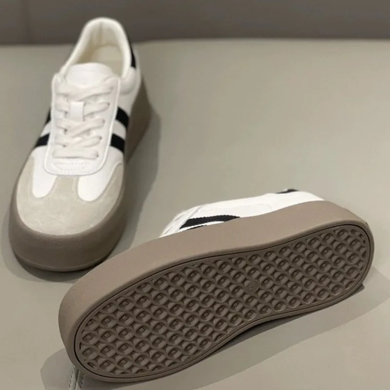 أحذية كاجوال عصرية للربيع والخريف بنعل سميك، أحذية رياضية، أحذية فردية بنعل ناعم من الجلد الطبيعي 2025