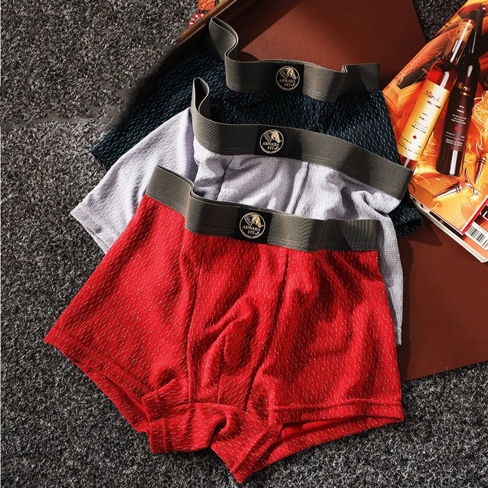 

1pc Men Texture Solid Trunks FineShimmer Boxer Shorts Underwear Breathable Comfortable Mid Rise L-3XL Large Size Panties