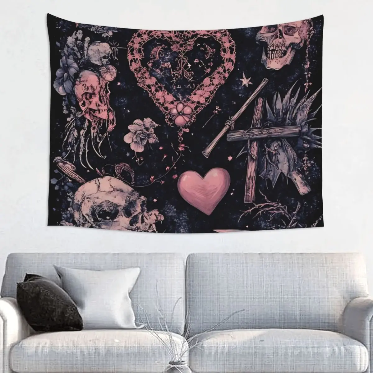Halloween Gothcore Tapestry Colorful Polyester Wall Hanging Witchy Cross Room Decor Background Cloth Retro Tapestries