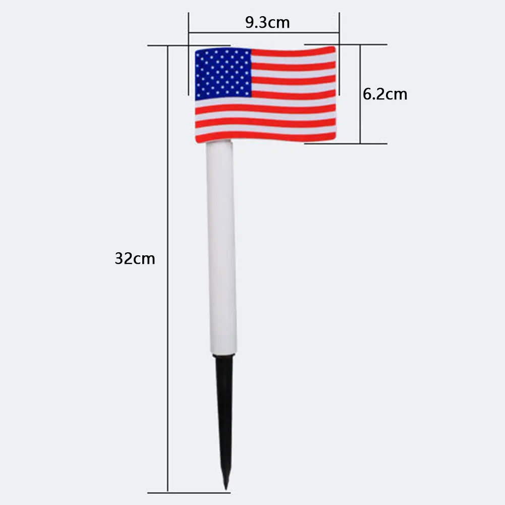 10Pcs America Flag Solar Light Independence Day Decorative Light IP65 Waterproof Garden Light Auto ON for Patio Lawn Yard