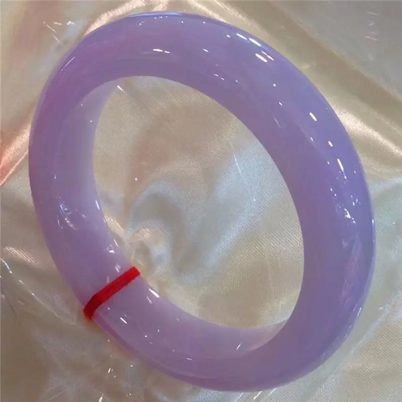 Violet Ice Type Natural Spring Color Round Bracelet Jade Stone