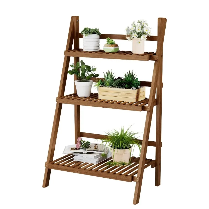 3-Layer Bamboo Ladder Shelf for Plants