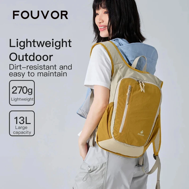 Fouvor Women's Backpack Large Patchwork Color-Block Lightweight Wear-Resistant Waterproof Sports Airplane Cabin Backpack 3068-05