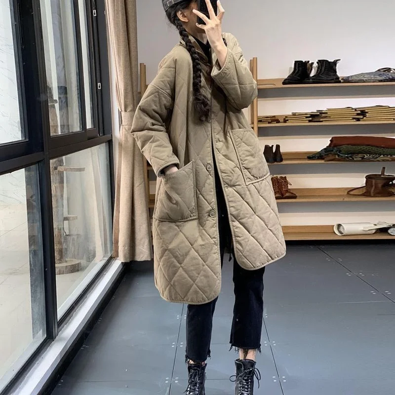 Korean Medium Long Styles Female Down Cotton coat 2024 Large Size 4XL Women Parkas Jacket Autumn Winter Cotton Padded Lady Coats