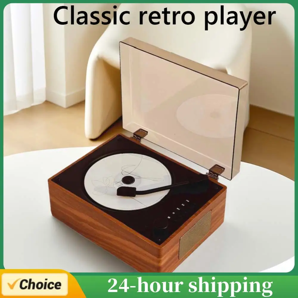 Retro CD Player Rechargeable Wireless Bluetooth Speaker Portable Home Music Player USB 3.5mm AUX Desktop CD Player W/ Remote