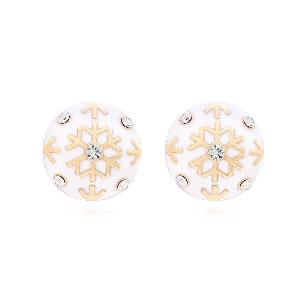 Simple and versatile alloy dripping Christmas snowflake earrings with diamonds three-dimensional hemispherical stud earrings Chr
