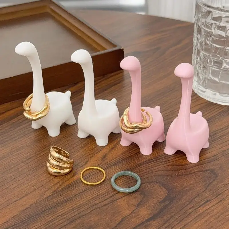 2026 Creative Cartoon Dinosaur Ring Holder Pink Multi Functional Durable Jewelry Packaging Display Ring Stand Tools Accessories view 4