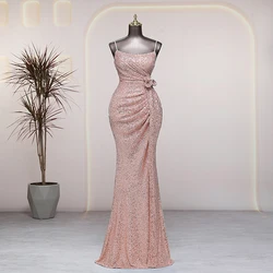 Sundress gold side slits evening dresses prom dresses luxury wedding party dresses formal occasion vestidos de fiesta