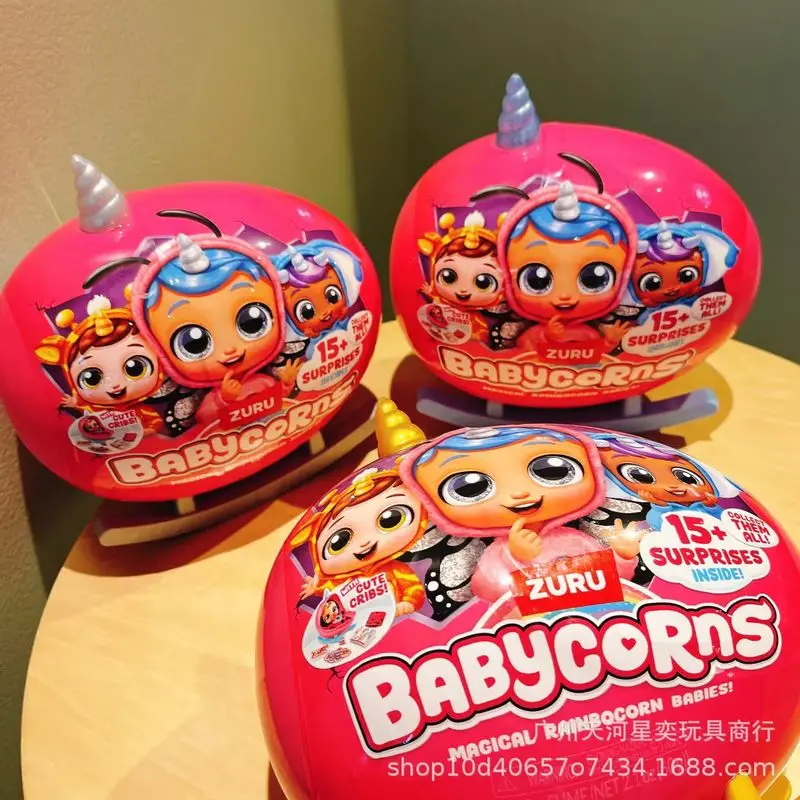 

ZURU Babycorns Magical Rainbocorn Babies Early Enlightenment Toy 15+ Surprises Inside Cute Cribs Collectible For Toy Gift