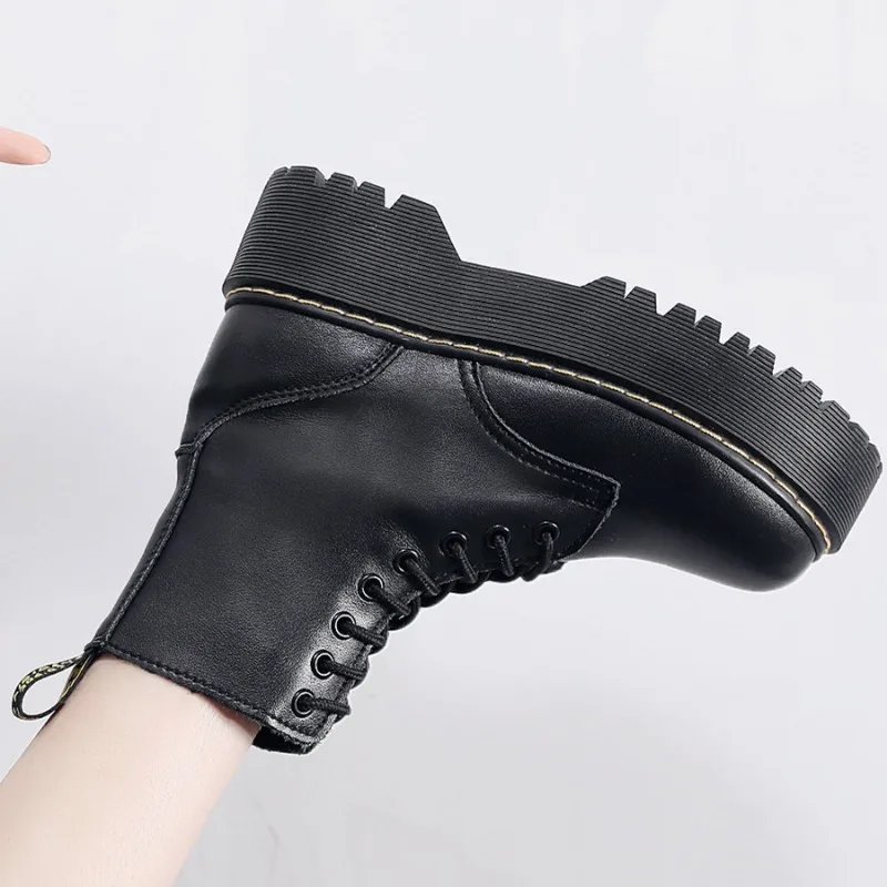 

Женские ботильоны из натуральной кожи, новинка 2025 года, на платформе, на высоком каблуке, короткие, нескользящие, больших размеров, зимние женские ботинки