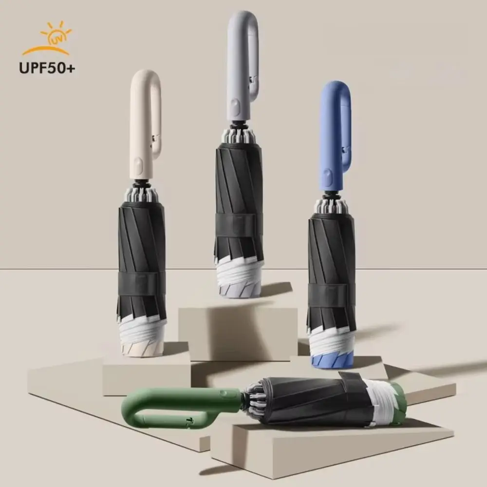 32 Bone Automatic Rain Umbrella with Ring Buckle UV Protection Reverse Folding Umbrella Portable Vintage Women's Parasol