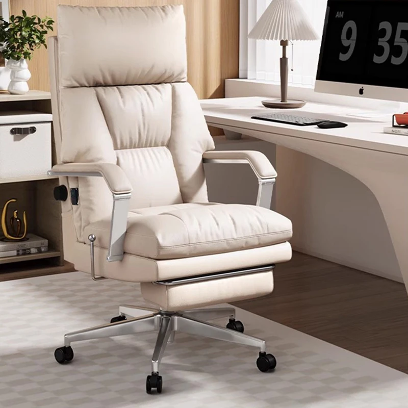 

Nordic Genuine Leather Executive Chair Modern Designer Ergonomic Backrest E-sports Computer Chair Comfortable Furniture FYOC