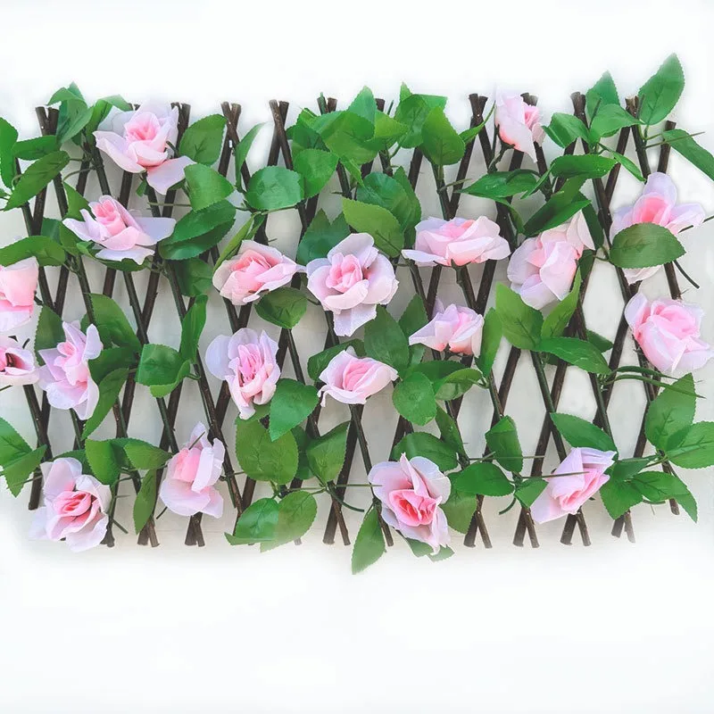 40cm Teleskop-Zaun mit Künstlichen Blättern, Plastikpflanzen, Simulierter Blumenzaun für Garten, Hof, Wanddekoration, Heim-Landschaftsornament – Detail 5