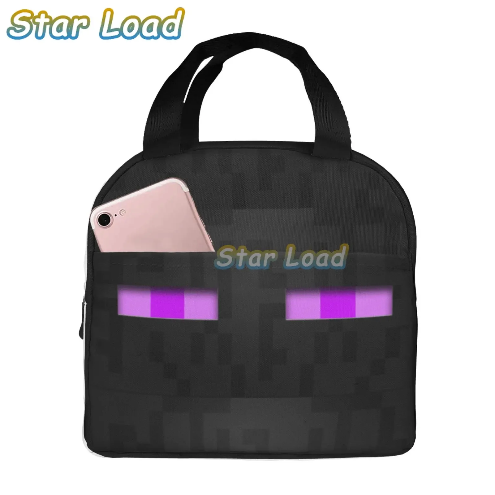 Anime 3D Bloco De Terra Plush Kawaii Cartoon Lunch Bags for Men Lunch Box for Women Insulated Lunch Bag Gift for Kids