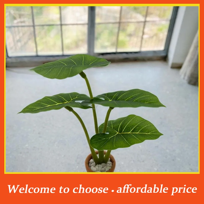 TH 1 unidad de modelo en miniatura de filodendro para casa de muñecas, modelo de planta en maceta de rosa de 6 pétalos, mini planta en maceta con hojas, decoración del hogar