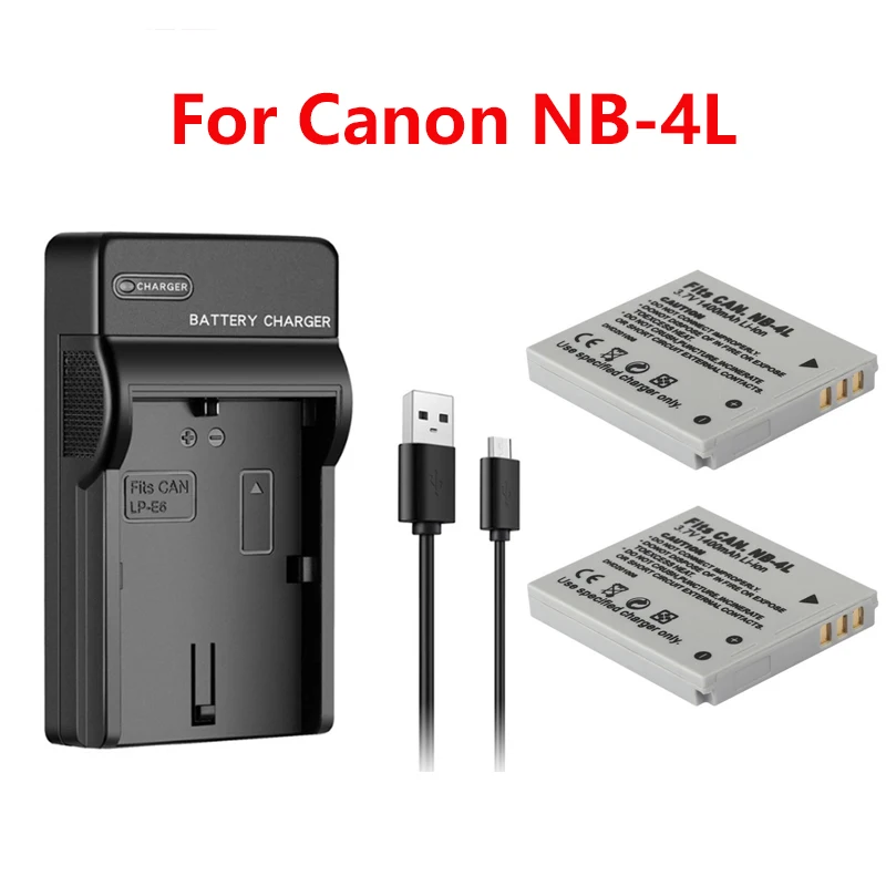 3.7V 1400mAh NB-4L NB 4L NB4L Battery for Canon IXUS 30 40 50 55 60 65 70 75 SD30 SD200 SD300 SD400 SD430 SD450 Camera Battery