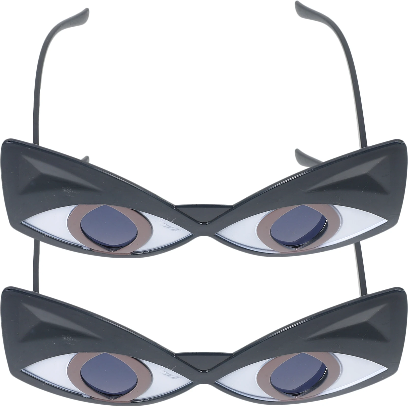 

2pcs Novel Irregular Dark Glasses Ergonomic Cat Eye Shades For Party Costume Fun Photo Props Chic Accessories