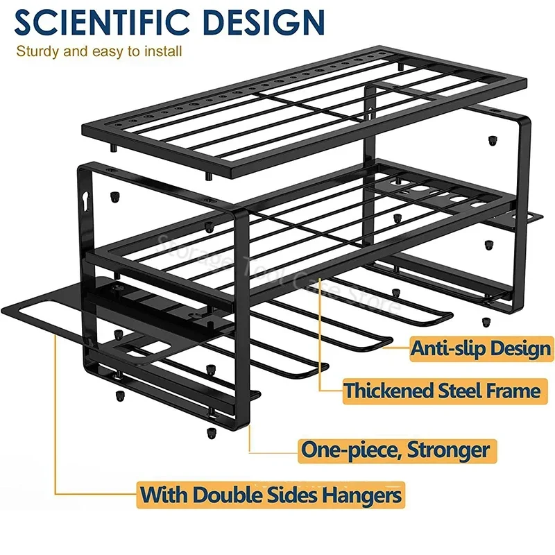 

Power Tool Organizer Rack 3 Layers Wall Mount Wrench Organizer Electric Drill Holder Heavy Duty Tool Shelf for Workshop Garage