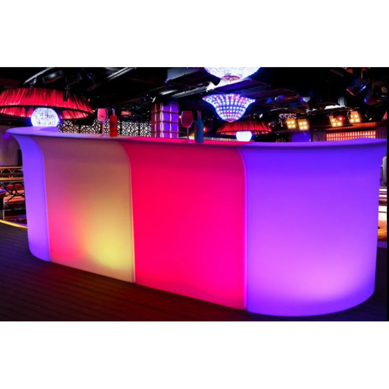 Custom, outdoor illuminated portable modern led furniture plastic bar event table indoor led pretty light up bar counter