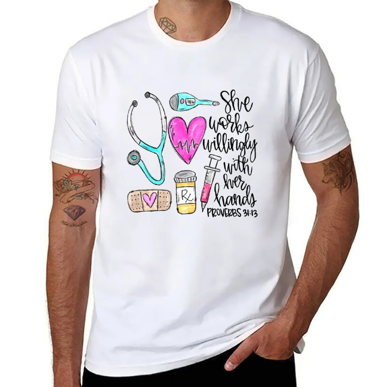 

Nurse Sublimation She Works Willingly With Her Hands T-Shirt g man t shirts for men anime t shirts for man T-Shirt