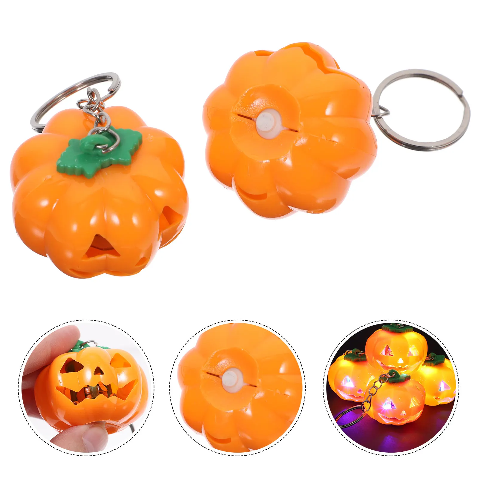 

4Pcs Pumpkin Keychain Halloween Glow in Dark Keyring Bag Hanging Decoration Key Chain Pendant Party Favors Gift Stylish