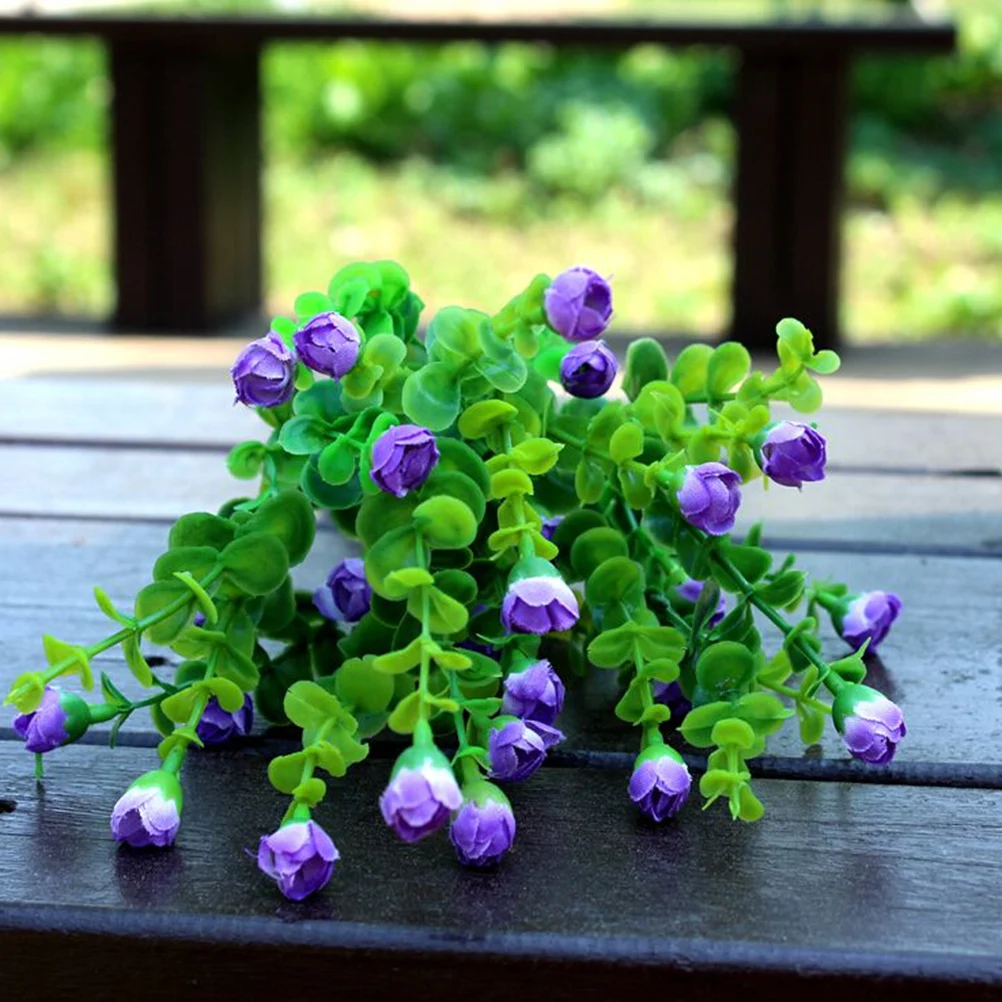 

2pcs 2 Bunch Artificial Eucalyptus Plant Purple Simulation Flower For Home Decor Living Room Office Dining Room Decoration