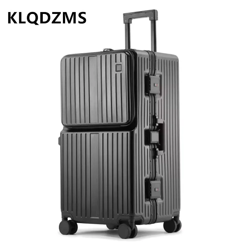 KLQDZMS 26 "28" 30 pulgadas equipaje de gran capacidad apertura frontal marco de aluminio carrito tipo carrito bolsa de viaje maleta con carga USB