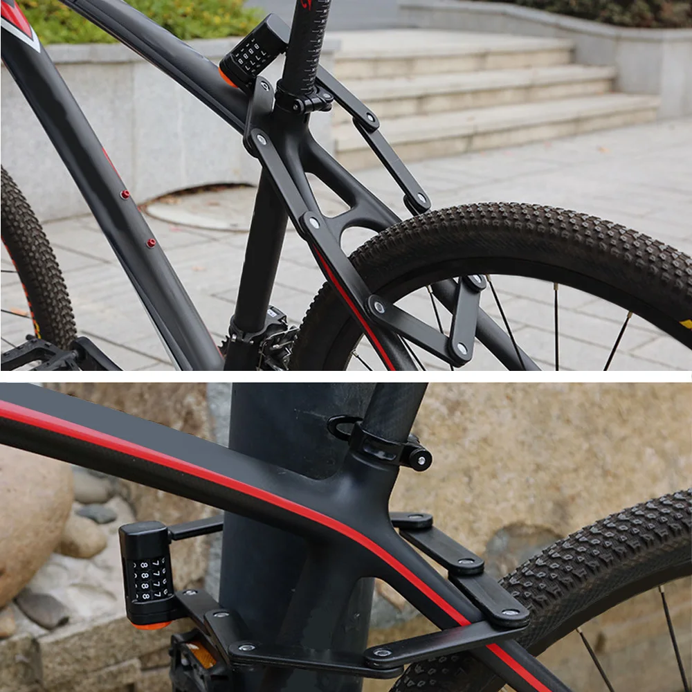 Bike Lock Combination Secure Two Bikes Anti-Theft Combination Folding Lock Crafted Password Convenient Motorcycle Ebike Lock