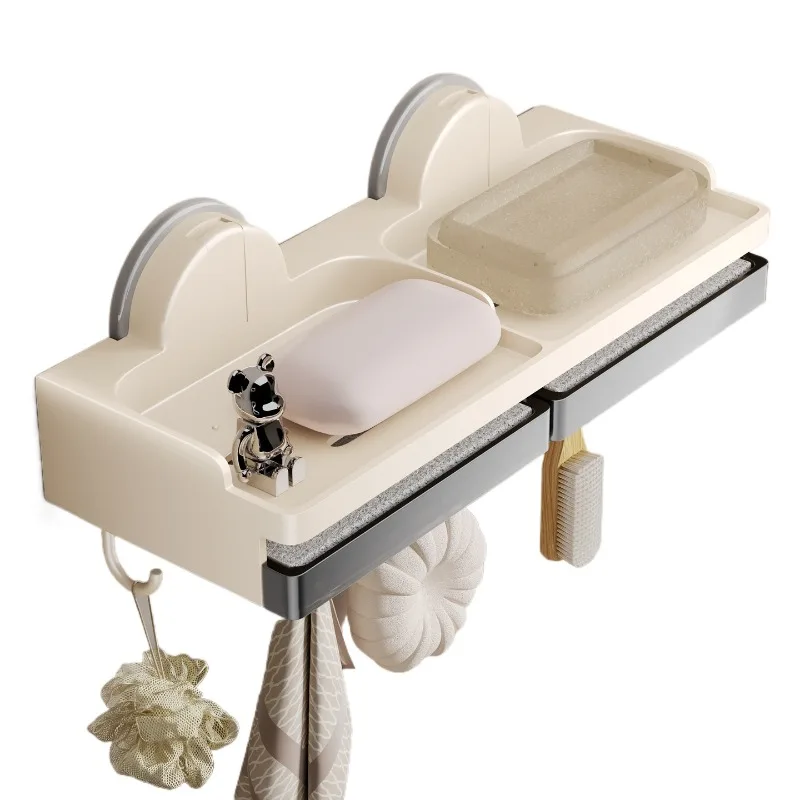 

Suction cup Double-layer soap box Wall-mounted non-punching drain rack Bathroom sink Soap box