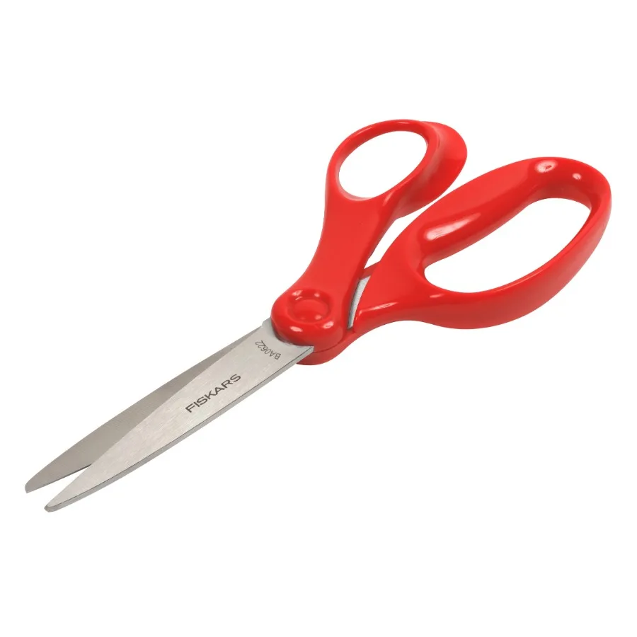 (6 عبوات) مقص للطلاب، 7 بوصات، مدبب، مستلزمات مدرسية للأطفال من سن 12 عامًا وكبار السن، أحمر