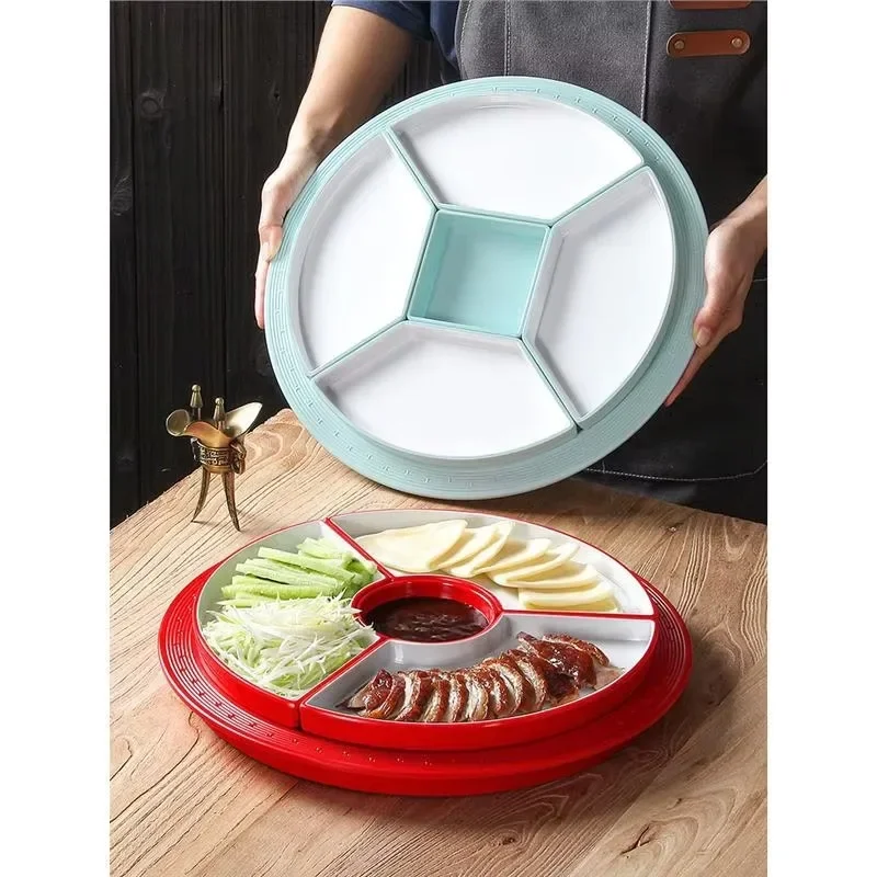 Tableware Three-grid Dish Grid Plate Braised Braised Vegetables Braised Cold Dishes Cold Dishes Platter Plate CombinationX9