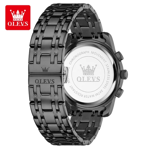 Imagen 2 del producto OLEVS relojes para hombre fase lunar 30m impermeable moda reloj de cuarzo genuino luminoso marca de acero inoxidable reloj de pulsera conjunto de caja