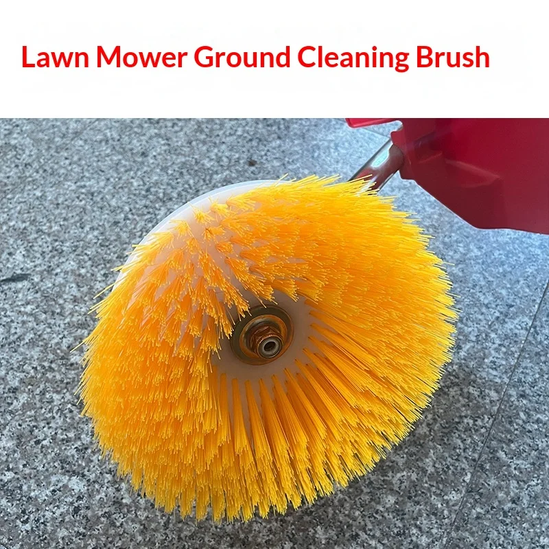 For Concrete Tile Drive Floor Cleaner Universal Lawn Mower Brush Attachment Round Hard Bristle Scrub