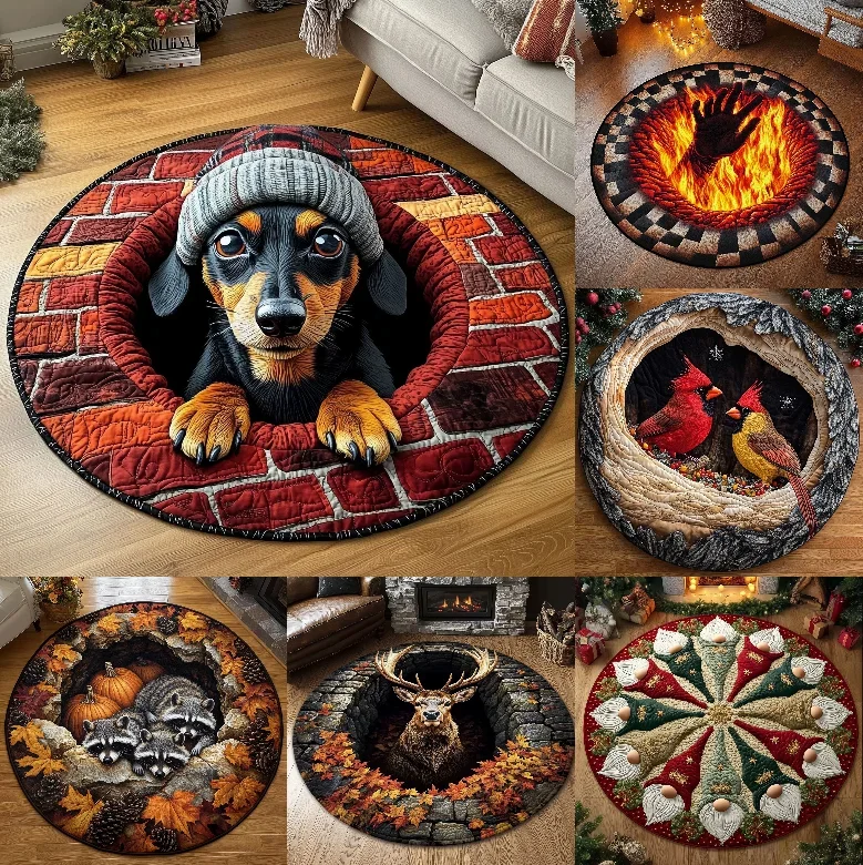 Animal Design Round Carpet Mat Realistic Visual Effects Modern Living Room Carpet Decoration Party Festival Home Floor Carpet