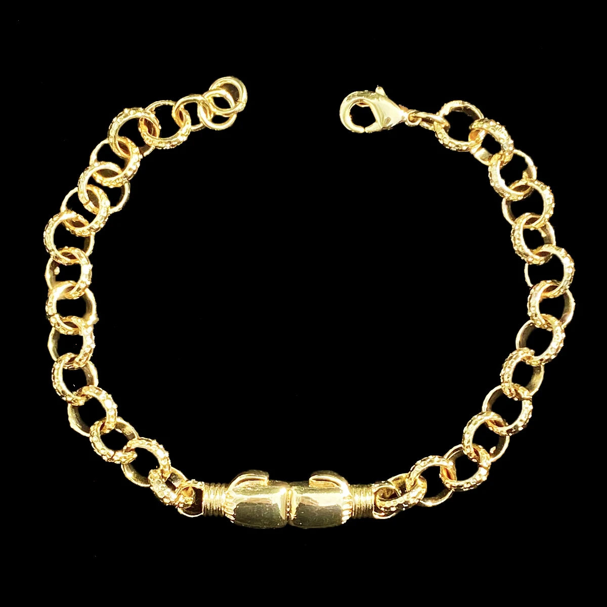 Aokaishen Belcher Link Boxing Gloves Bracelet for Women Real Gold Plated Hip Hop Jewelry