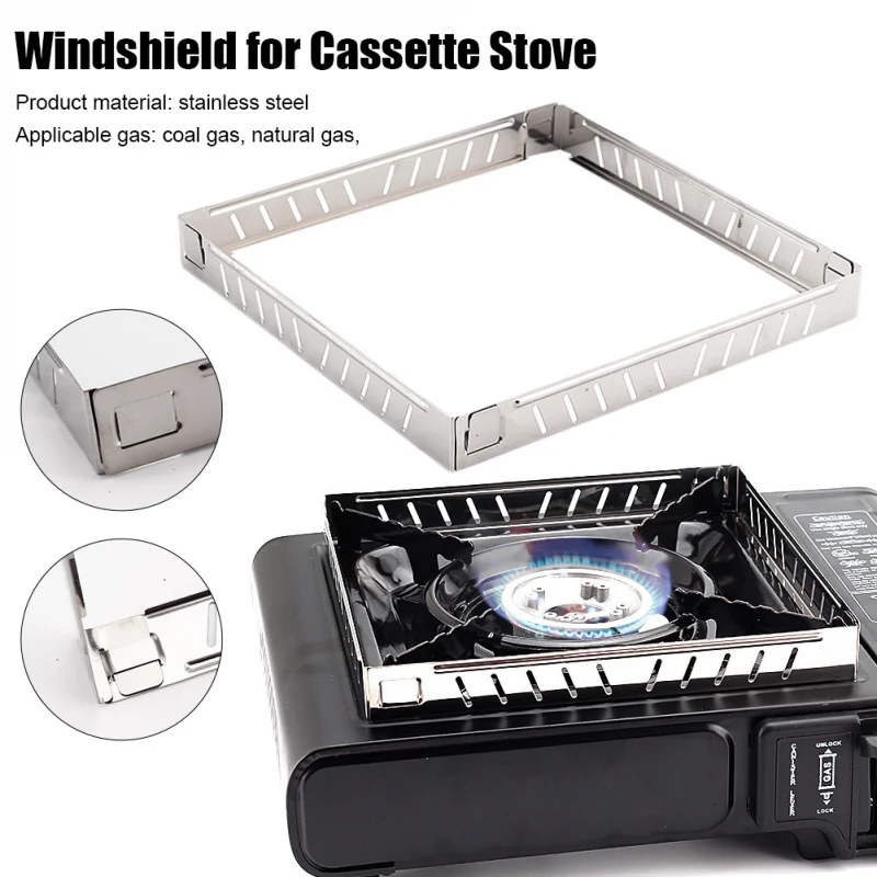 Outdoor Gas Stove Wind Screen Foldable Wind Shield Stainless Steel Burner Screen Cooking Bbq Stove Camping Hiking Accessories