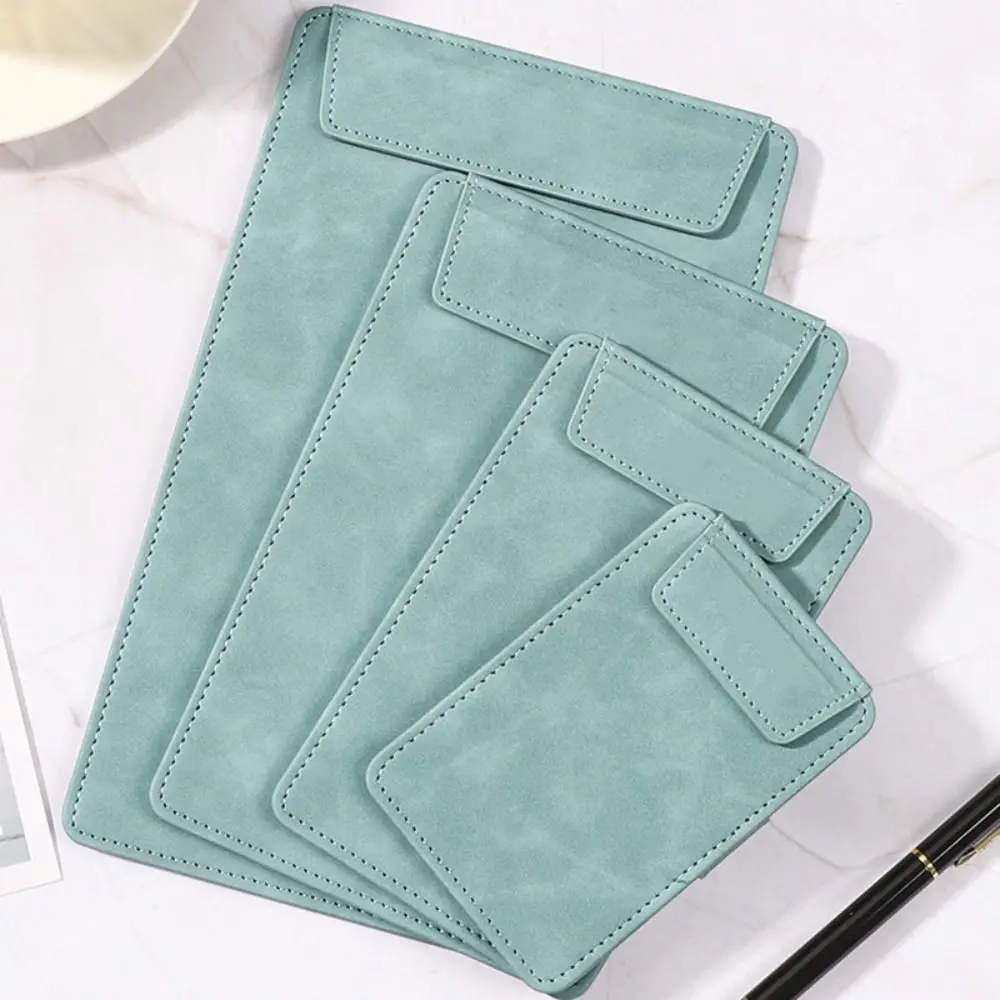 1pc Durable Suede Menu Wine Holder PU Leather A4/A5/A6/A7/B5 Magnetic Clipboard with Pen Insert Document Clip School Office
