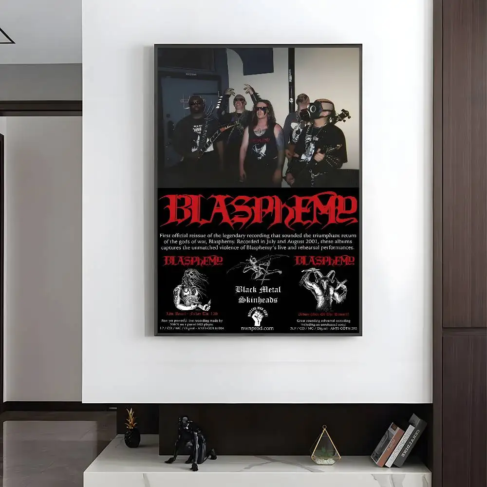 ملصق Blasphemys Death Metal Band عالي الدقة على الحائط اللاصق المقاوم للماء وغرفة المعيشة المنزلية وغرفة النوم والديكور الجمالي