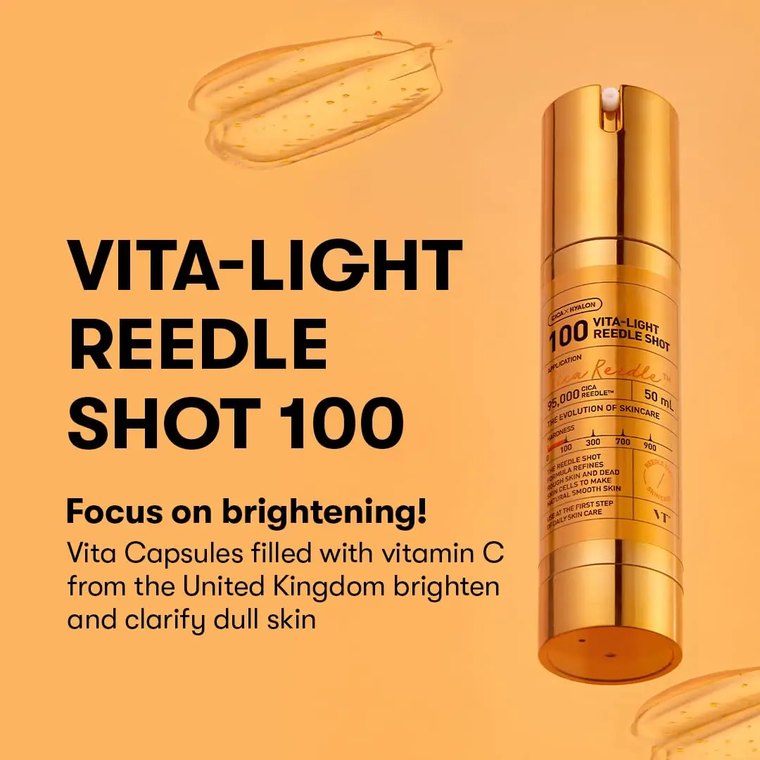 Vita-Light Reedle Shot 100,Serum with Vitamin C Capsules,Vitamin E,Hydrating Care,Korean Skincare for Sensitive Skin