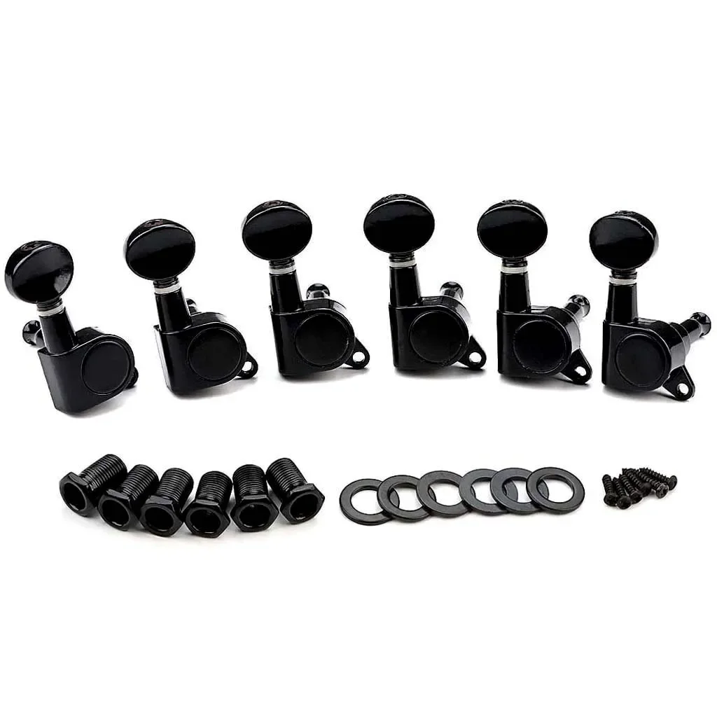 ST TL Electric Guitar Replacement Parts Black 6R guitar concave head tuning  Tuning Keys Pegs Machine Heads Set